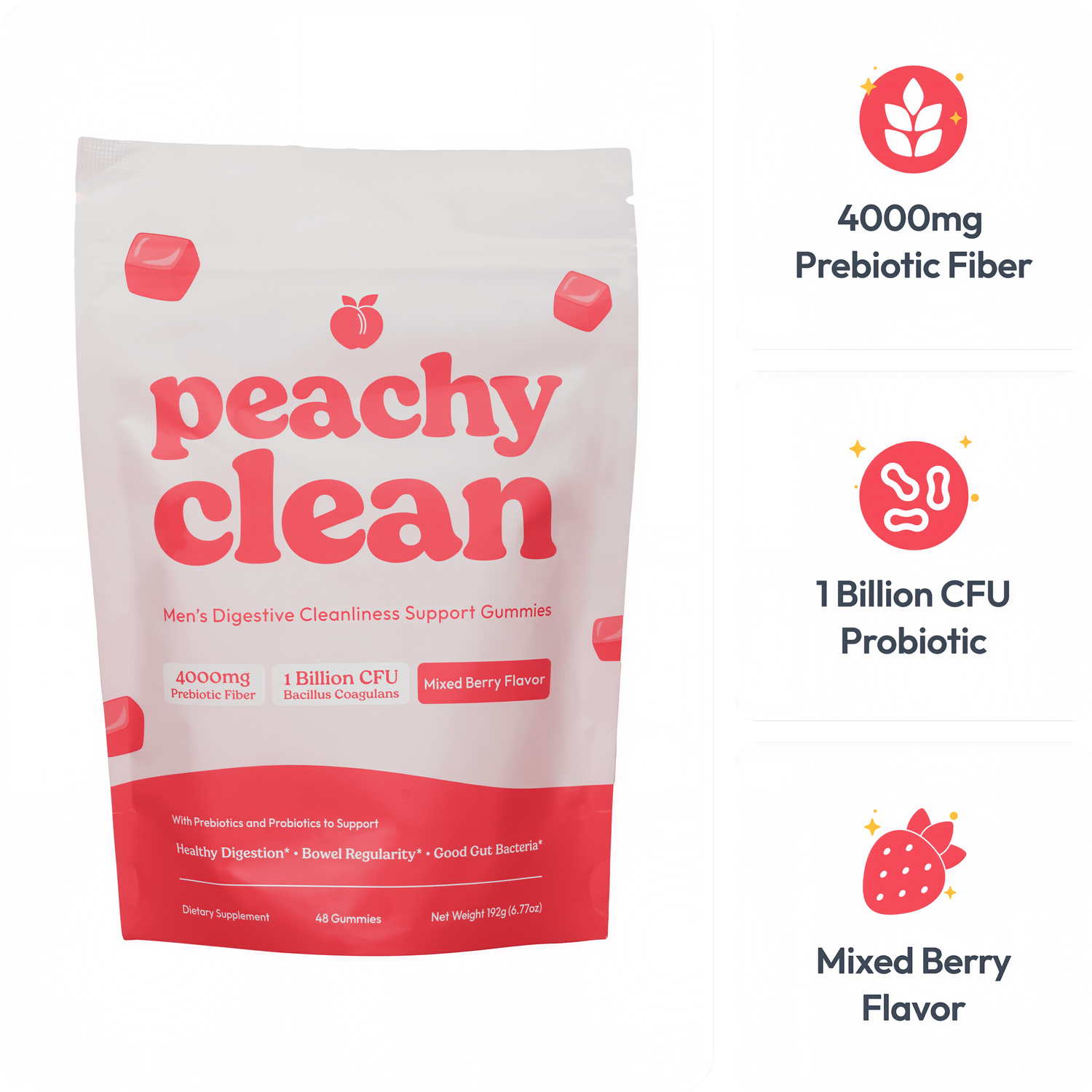 Clean Sugar-Free Pre+Probiotic Fiber Gummies